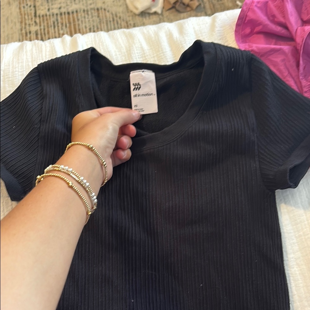 Target Black Ribbed Short Sleeve Tee